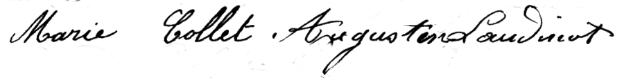 Signature des époux Laudinot lors de leur mariage en 1888