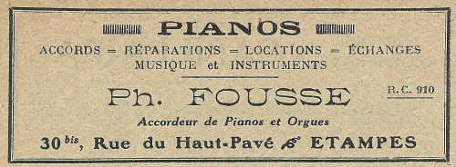 Réclame pour Ph. Fousse de 1935