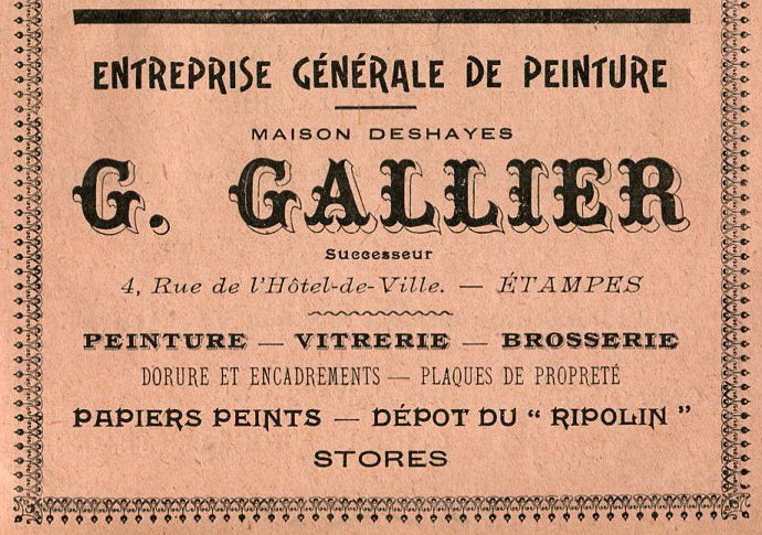 G. Gallier, entrepreneur de peinture à Etampes (1913)