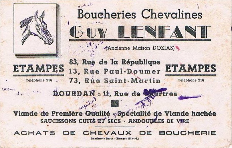 Buvard pour la boucherie Lenfant