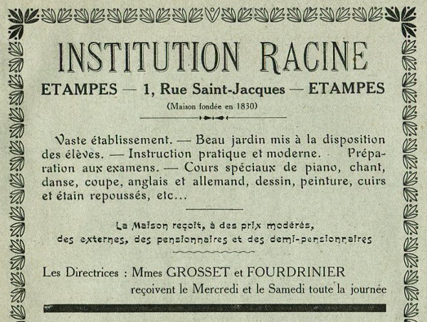 L'Institution Racine en 1913