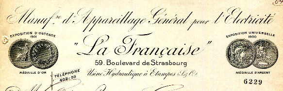 Un facture de l'entreprise La Française du 30 avril 1901