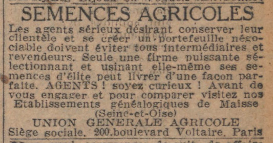 Annonce dans le Journal (1928)