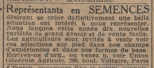 Annonce dans le Journal (1930)