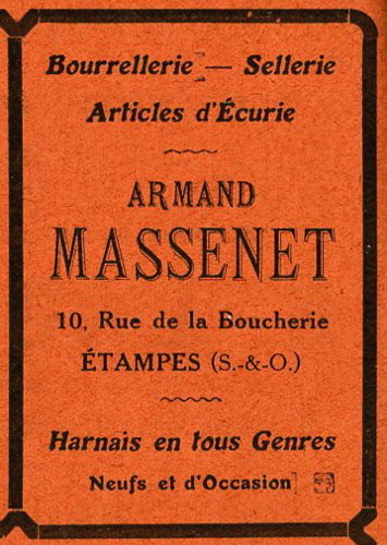 Armand Massenet, bourrelier à Etampes (1913)