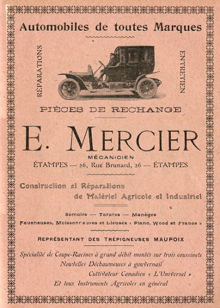 E. Mercier, mécanicien à Etampes