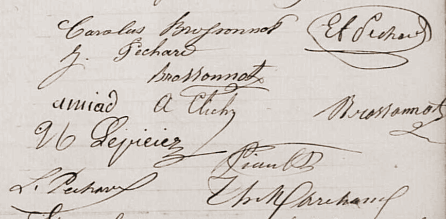 Signataires du mariage de Carolus Brossonnot en 1867 à Toury
