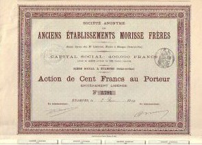 Action de la S.A. des Anciens Etablissements Morisse frères