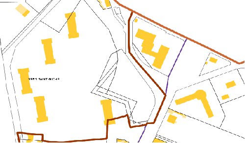 Site sur le cadastre actuel