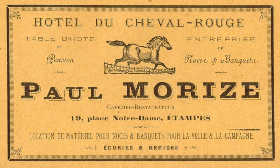 Réclame pour le Cheval Rouge tenue en 1898 par Paul Morize, fils de Désiré