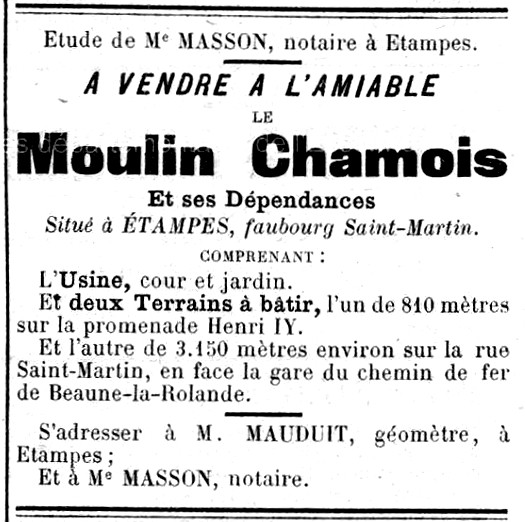 Mise en vente du moulin à Peaux (février 1906)