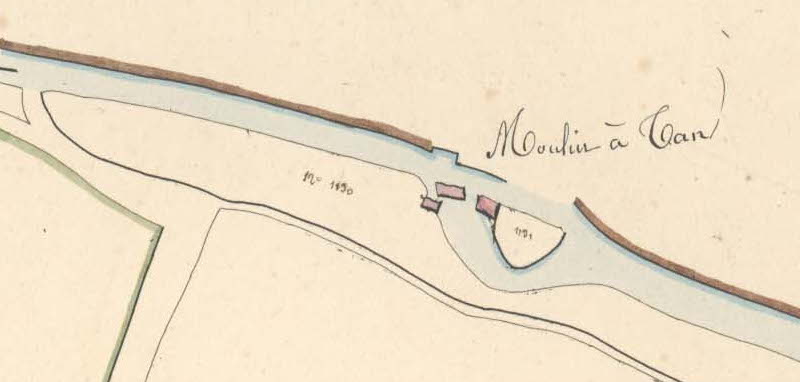 Le moulin à Tan sur le plan du cadastre de 1827