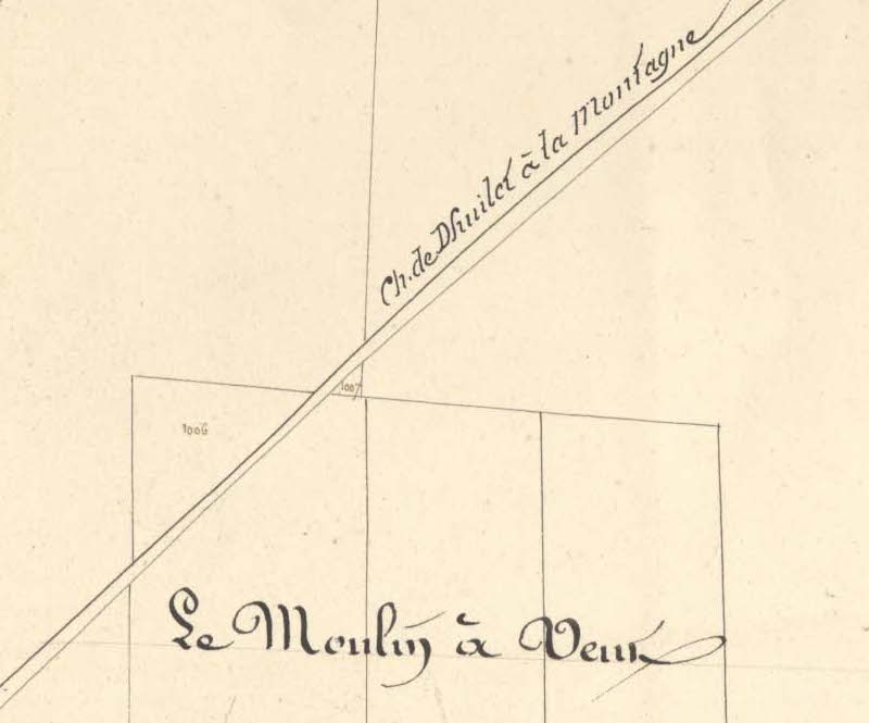 Le lieu-dit Le Moulin à Vent au cadastre de 1827