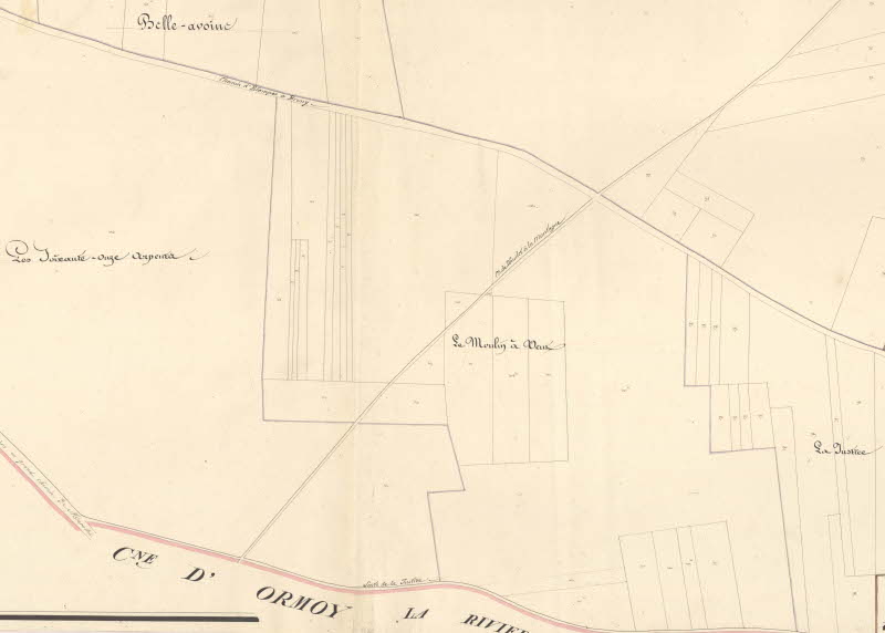 Le lieu-dit Le Moulin à Vent au cadastre de 1827