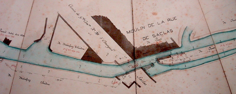 Le moulin Bont sur un plan, vers 1822 (AD91, clich Frdric Gatineau)