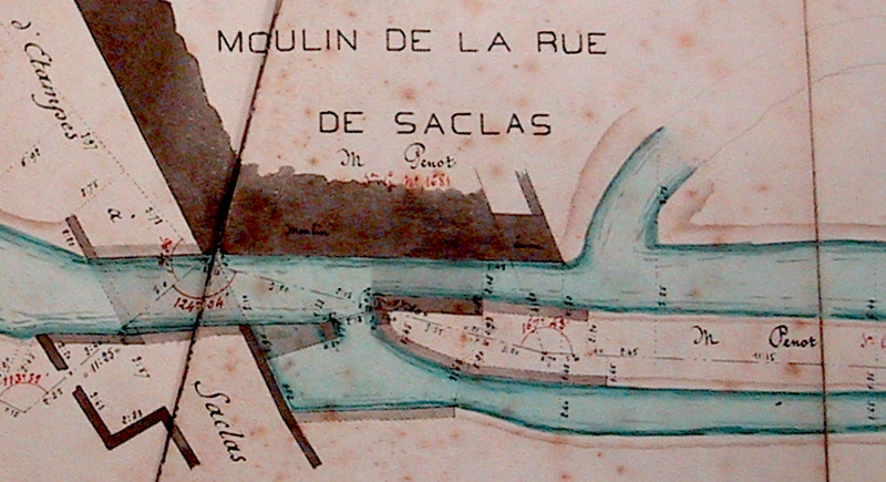 Le moulin Bont sur un plan, vers 1822 (AD91, clich Frdric Gatineau)