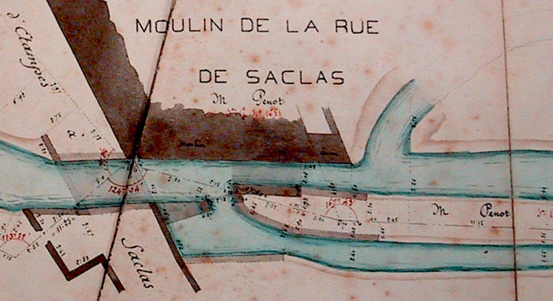 Le moulin Bont sur un plan, vers 1822 (AD91, clich Frdric Gatineau)