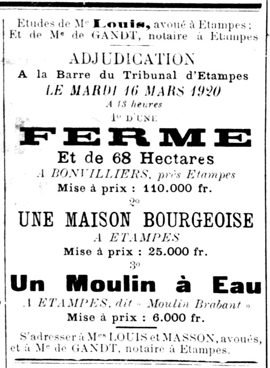 Mise en vente de 1920