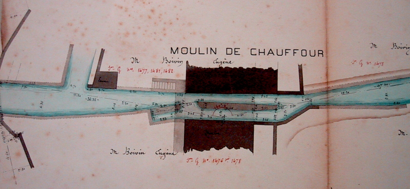 Plan du moulin , vers 1860 (AD91, cliché Frédéric Gatineau