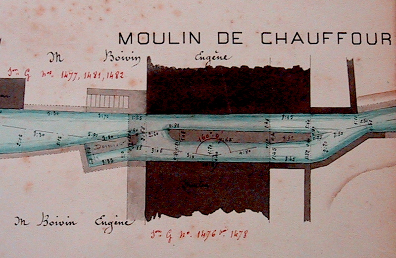 Plan du moulin , vers 1860 (AD91, cliché Frédéric Gatineau