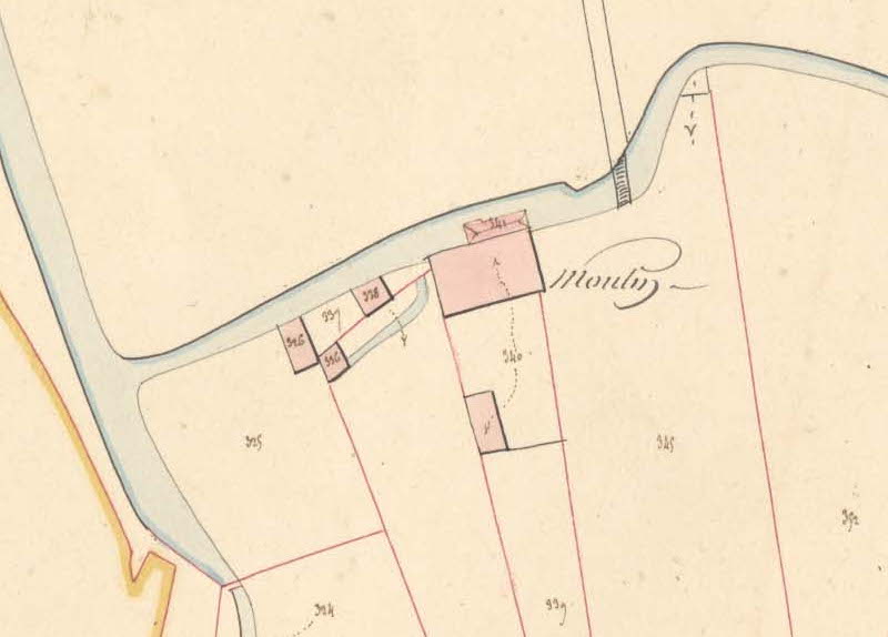 Moulin de Coquerive sur le plan du cadastre de 1827