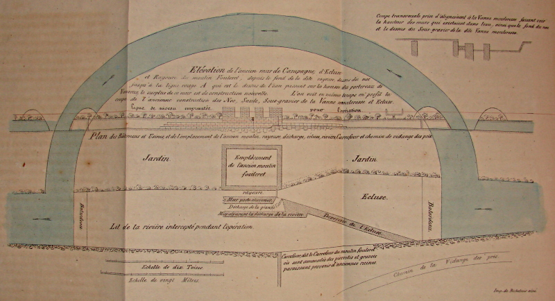 Plan du 22 août 1800 de la reconstruction de l'ancien moulin dit Fouleret