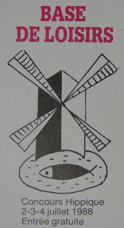 Le moulin , logo de la Base de Loisirs d'Etampes (Etampes-info n°10, juin 1988)