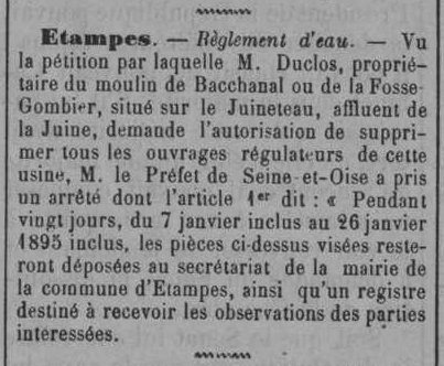 Abeille d'Etampes du 19 janvier 1895