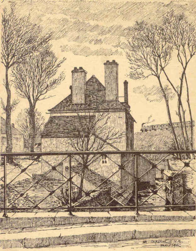 Le moulin de l'Ouche en mars 1915 (dessin d'un caporal GVC)