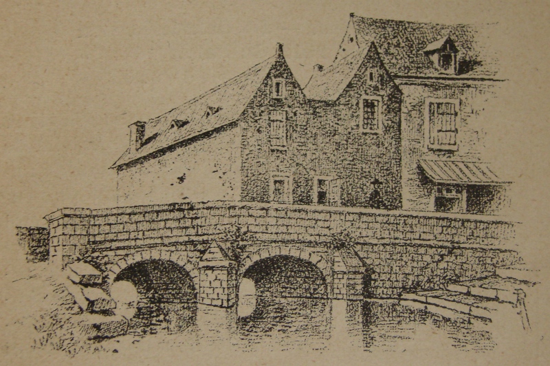 Pont des Deux-arches et Moulin Branleux, par  René Ravault père, d'après un dessin de Th. Robert