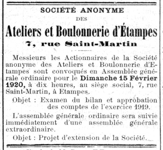 Assemblée générale de la Société Le Tena en 1920