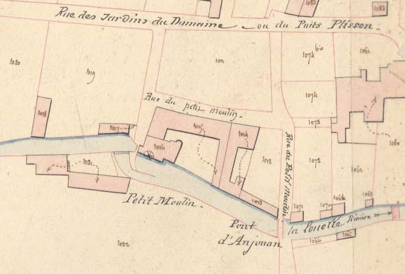 Le moulin Notre-Dame sur le plan du cadastre de 1827 (scan des AD91)