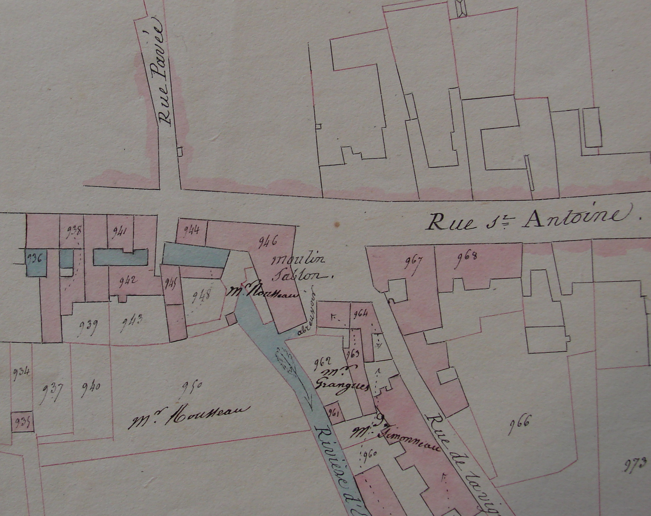 Plan du moulin Sablon en 1832 (AD91 7S 43)