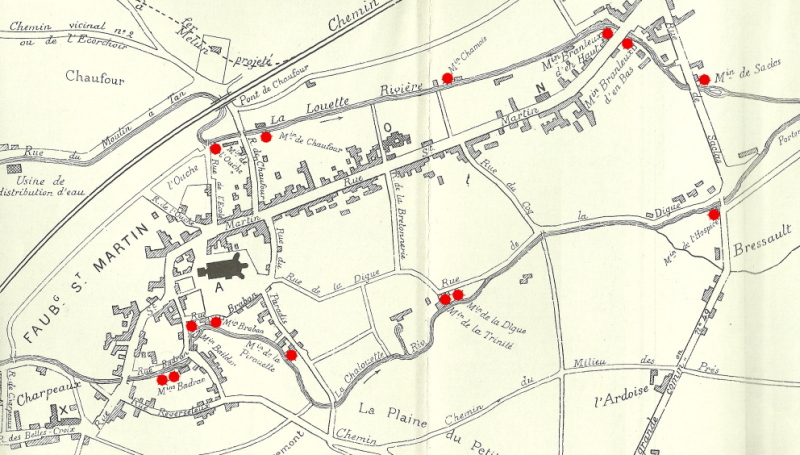 Les moulins de Saint Marquis sur le plan de Léon Marquis (1881)