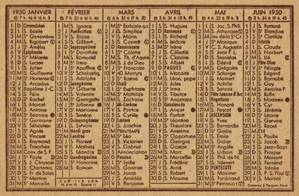 Calendrier publicitaire de 1950 pour la confiserie étampoise Routy