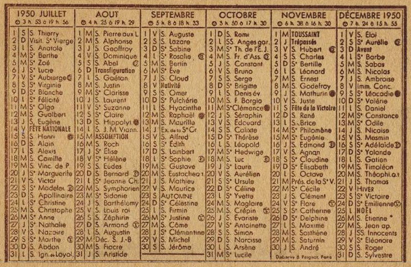 Calendrier publicitaire de 1950 pour la confiserie étampoise Routy