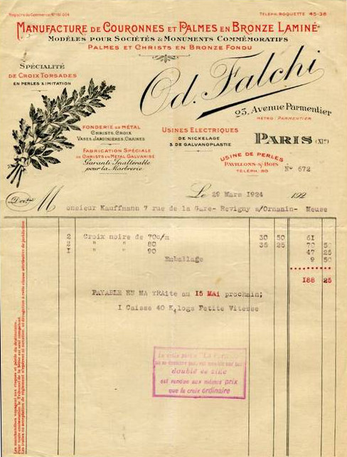Facture des établissements Falchi (19246)