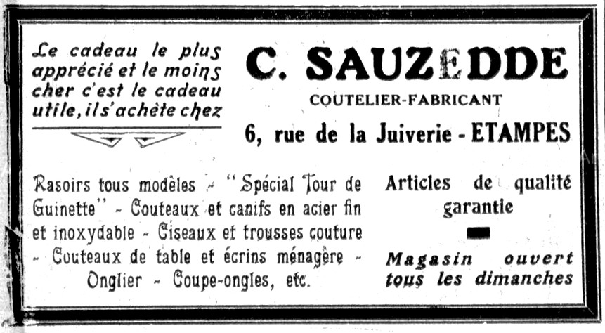 Réclame pour Sauzedde de 1934