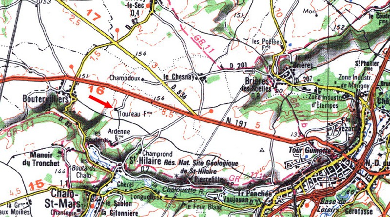 Tuilerie de Toureau sur la carte IGN de 1997