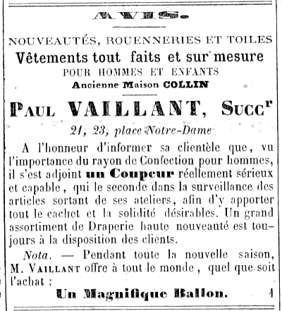 Réclame dans l'Aleille d'Etampes
