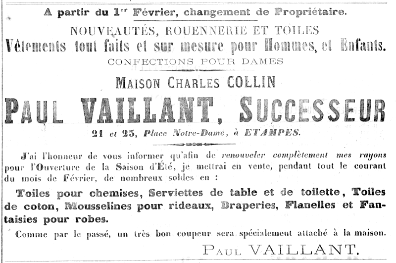 Changement de propriétaire en janvier 1882