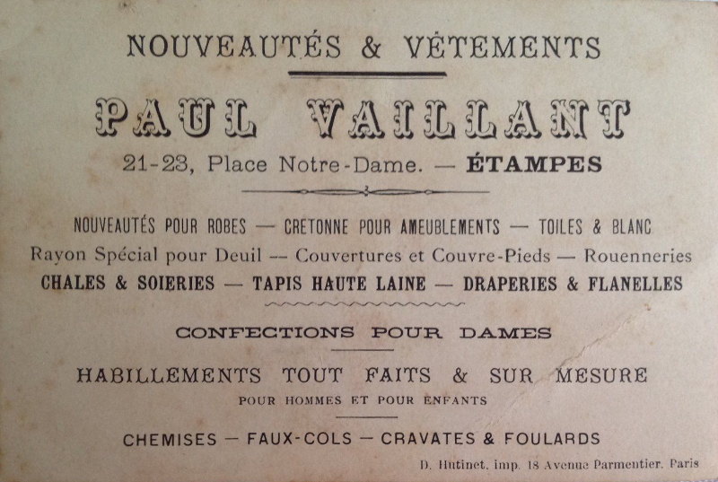 Chromo publicitaire imprimé Hutinet pour Vaillant