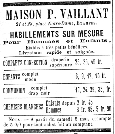 Réclame dans l'Abeille du 12 mai 1888