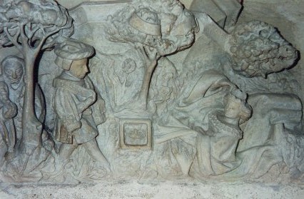 Tristan et Iseult à la Fontaine (cul-de-lampe du Palais de Jacques Coeur à Bourges, vers 1445)