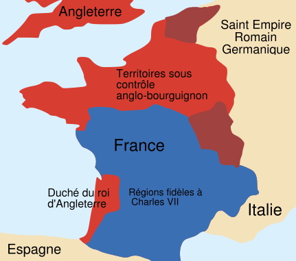 Etat  schématique de la France en 1435