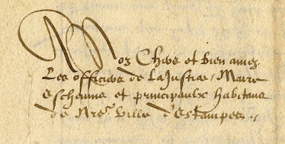 Adresse de la Lettre de Charles IX aux Etampois