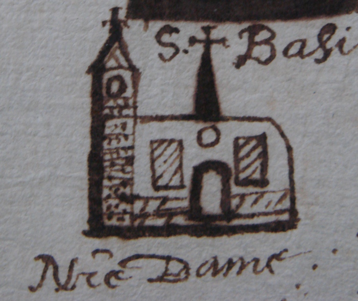 Notre-Dame sur un plan de dîmage du XVIIe siècle (AD95)