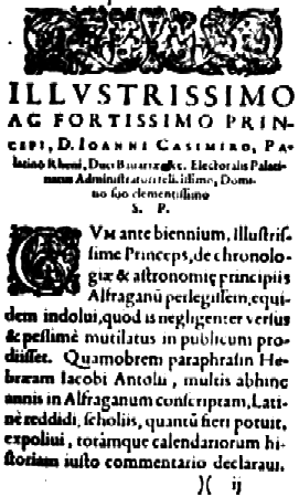 Dédicace d'un traité de mathématique traduit de l'arabe à Jean casimir