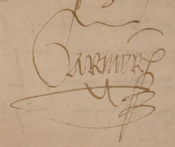 Signature de Girard Garnier, vers 1533