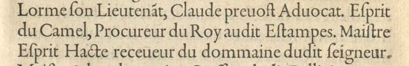 Esprit Ducamel procureur du roi (Coutume d'Etampes, édition de 1557)